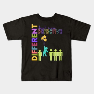 Aspergers Autism Different Not Defective Awareness Kids T-Shirt